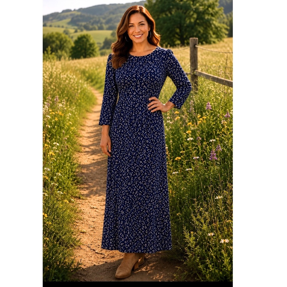 Prairie Y2k Sarah Elizabeth Dress Sz 8 Blue CottageCore Boho prairie